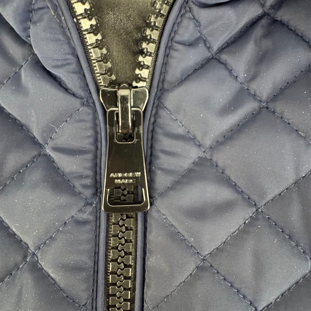 Andrew Marc Quilted Vest Women Small Navy Blue Ribbed Side Panels AP807486 - Picture 5 of 8